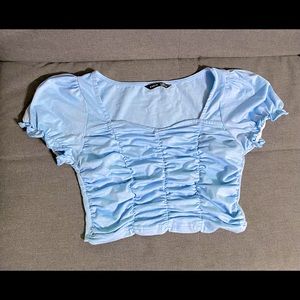 Baby blue ruffled crop top